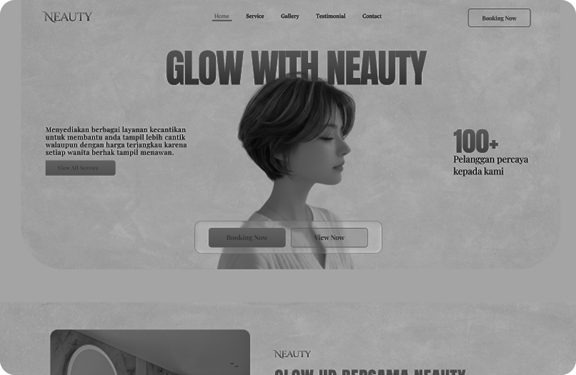 Desain website salon Glow With Neauty